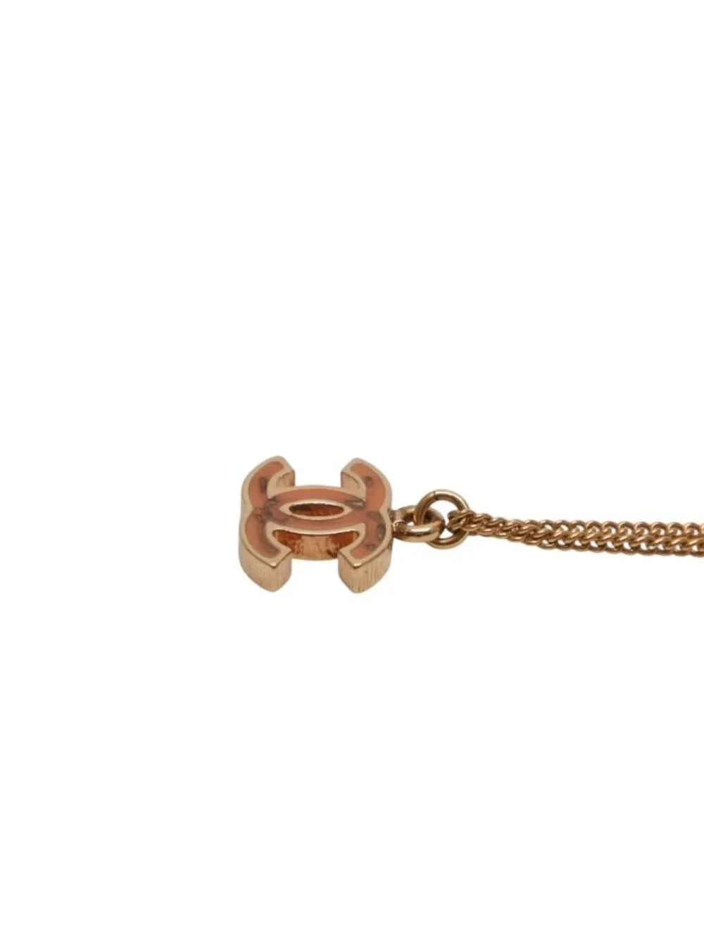 Chanel Necklace Double Sided CC Logo Brown Marble GD CC